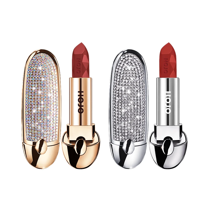 HOJO-Matte-Lipstick-Shiny-Diamond-Gold-Silver-Nude-Waterproof-Long-Lasting-8-colors-Gorgeous-Makeup-Cosmetics Matte Lipstick Shiny Diamond Gold Silver Nude Waterproof Long Lasting 8 colors Gorgeous Makeup Cosmetics With Mirror - Image 4