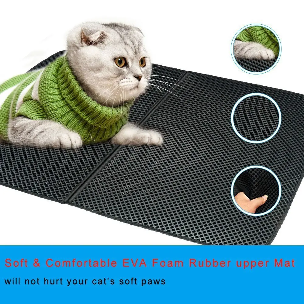 HTB1TljsazDuK1Rjy1zjq6zraFXa4 Waterproof Pet Cat Litter Mat EVA Double Layer Cat Litter Trapping Pet Litter Cat Mat Clean Pad Products For Cats Accessories - Image 8