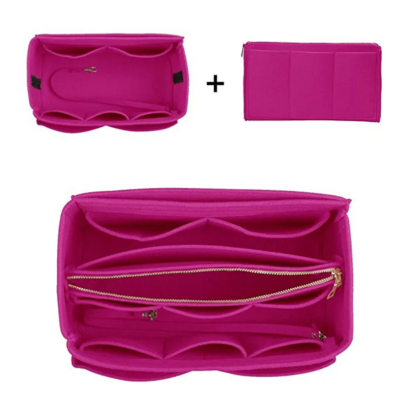Hb23ee6330d964e9980d4cd100eb57a38u Make up Organizer Felt Insert Bag For Handbag Travel Inner Purse Portable Cosmetic Bags Fit Various Brand Bags - Image 12